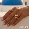 Wholesale Women's Stainless Steel Geometric Animal Ring With Vacuum Real Gold Plating In Pvd Furnace