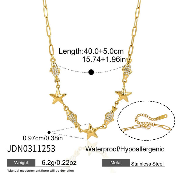 Wholesale Women's Stainless Steel Geometric Animal Style Necklace With Pvd Furnace Vacuum Real Gold Plating