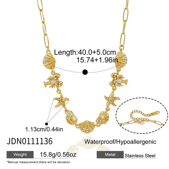 Wholesale Women's Stainless Steel Geometric Animal Style Necklace With Pvd Furnace Vacuum Real Gold Plating