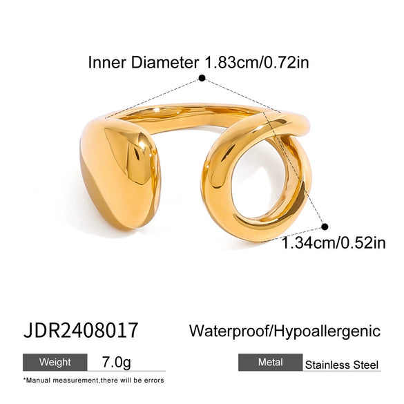 Wholesale Women's Stainless Steel Geometric Asymmetric Opening Ring Jewelry With Electroplating