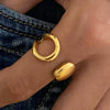 Wholesale Women's Stainless Steel Geometric Asymmetric Opening Ring Jewelry With Electroplating