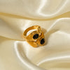 Wholesale Women's Stainless Steel Geometric Asymmetric Zircon Inlaid Ring 18K Gold Electroplated Nonfading Jewelry