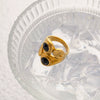 Wholesale Women's Stainless Steel Geometric Asymmetric Zircon Inlaid Ring 18K Gold Electroplated Nonfading Jewelry