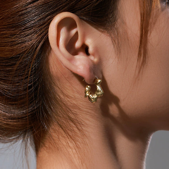 Wholesale Women's Stainless Steel Geometric Asymmetrical Electroplated Alloy Earrings