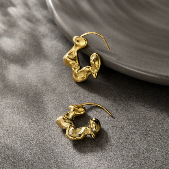Wholesale Women's Stainless Steel Geometric Asymmetrical Electroplated Alloy Earrings