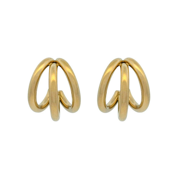 Wholesale Women's Stainless Steel Geometric Asymmetrical Ring And Earrings 14K Gold Plated