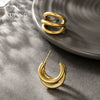 Wholesale Women's Stainless Steel Geometric Asymmetrical Ring And Earrings 14K Gold Plated