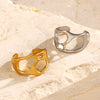 Wholesale Women's Stainless Steel Geometric Asymmetrical Specialshaped Open Ring 18K Goldplated