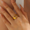 Wholesale Women's Stainless Steel Geometric Asymmetrical Specialshaped Open Ring 18K Goldplated
