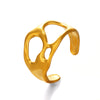 Wholesale Women's Stainless Steel Geometric Asymmetrical Specialshaped Open Ring 18K Goldplated