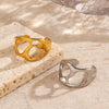 Wholesale Women's Stainless Steel Geometric Asymmetrical Specialshaped Open Ring 18K Goldplated