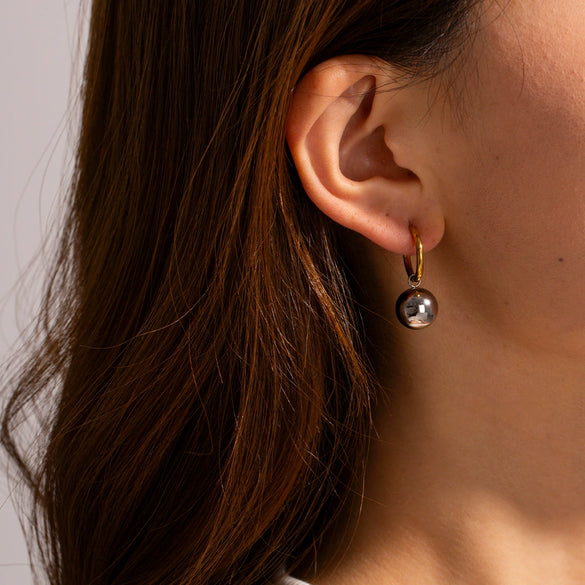 Wholesale Women's Stainless Steel Geometric Ball Pendant Electroplated Earrings