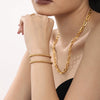 Wholesale Women's Stainless Steel Geometric Ball Pull Bracelet 18K Gold Plated Jewelry