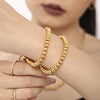 Wholesale Women's Stainless Steel Geometric Ball Pull Bracelet 18K Gold Plated Jewelry