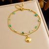 Wholesale Women's Stainless Steel Geometric Beach Style Double Layered Chain Foot Chain Jewelry With Gravel Shell Accessories