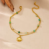 Wholesale Women's Stainless Steel Geometric Beach Style Double Layered Chain Foot Chain Jewelry With Gravel Shell Accessories