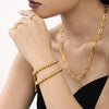 Wholesale Women's Stainless Steel Geometric Beaded Bracelet With Pvd Electroplated Joker Design