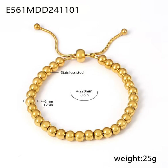 Wholesale Women's Stainless Steel Geometric Beaded Bracelet With Pvd Electroplated Joker Design