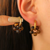 Wholesale Women's Stainless Steel Geometric Beaded Earrings With Electroplating