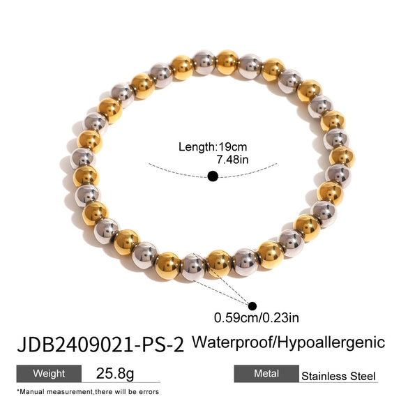Wholesale Women's Stainless Steel Geometric Beaded Elastic Rope Bracelet