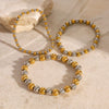 Wholesale Women's Stainless Steel Geometric Beaded Elastic Rope Bracelet