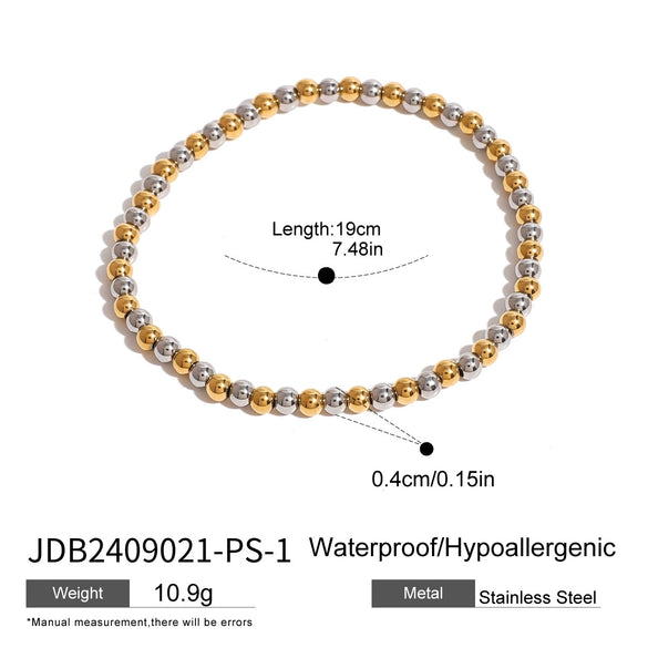 Wholesale Women's Stainless Steel Geometric Beaded Elastic Rope Bracelet