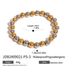 Wholesale Women's Stainless Steel Geometric Beaded Elastic Rope Bracelet