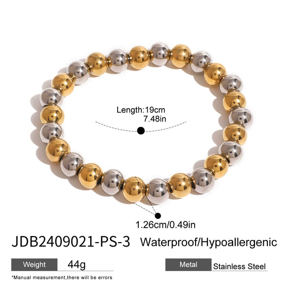 Wholesale Women's Stainless Steel Geometric Beaded Elastic Rope Bracelet