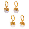 Wholesale Women's 316L Stainless Steel Geometric Beaded Floret Fashion Simple Electroplated Earrings