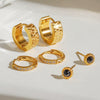 Wholesale Women's Stainless Steel Geometric Black Agate Rhinestone Electroplated Earrings