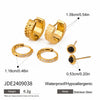 Wholesale Women's Stainless Steel Geometric Black Agate Rhinestone Electroplated Earrings