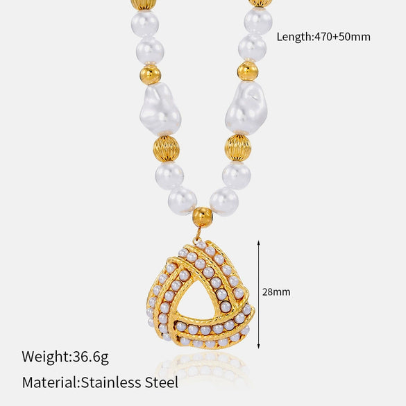 Wholesale Women's Stainless Steel Geometric Bow Star Pattern Electroplated Necklace