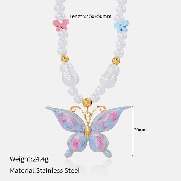 Wholesale Women's Stainless Steel Geometric Bow Star Pattern Electroplated Necklace