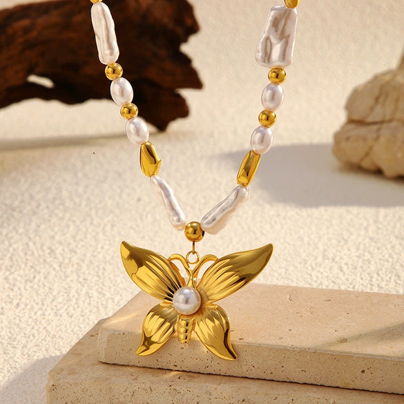 Wholesale Women's Stainless Steel Geometric Bow Star Pattern Electroplated Necklace