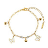 Wholesale Women's Stainless Steel Geometric Butterfly Anklet With Steel Beads Electroplated Original Design