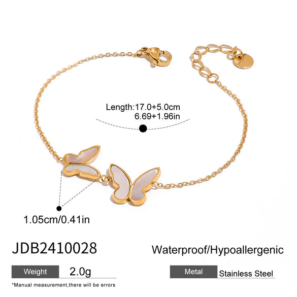 Wholesale Women's Stainless Steel Geometric Butterfly Bracelet With Electroplating