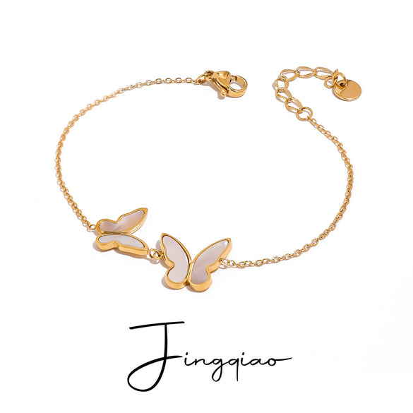 Wholesale Women's Stainless Steel Geometric Butterfly Electroplated Bracelet