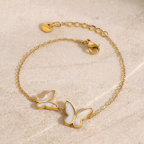 Wholesale Women's Stainless Steel Geometric Butterfly Electroplated Bracelet