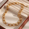 Wholesale Women's Stainless Steel Geometric Casual Style Necklace With 18K Gold Plated Electroplated Ring Chain And Zircon