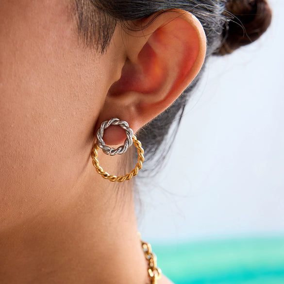 Wholesale Women's Stainless Steel Geometric Circle Earrings With Electroplating Design