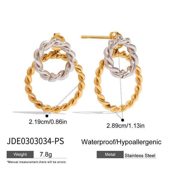 Wholesale Women's Stainless Steel Geometric Circle Earrings With Electroplating Design