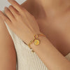 Wholesale Women's Stainless Steel Geometric Coin Pendant Bracelet With Electroplating
