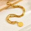 Wholesale Women's Stainless Steel Geometric Coin Pendant Bracelet With Electroplating