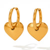 Wholesale Women's Stainless Steel Geometric Color Retaining Ear Jewelry With Peach Heart Shaped Ear Buckle And Electroplating Treatment