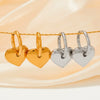 Wholesale Women's Stainless Steel Geometric Color Retaining Ear Jewelry With Peach Heart Shaped Ear Buckle And Electroplating Treatment