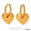 Wholesale Women's Stainless Steel Geometric Color Retaining Ear Jewelry With Peach Heart Shaped Ear Buckle And Electroplating Treatment