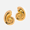 Wholesale Women's Stainless Steel Geometric Conch Spiral Hoop Earrings Electroplated French Classic Retro Light Luxury Allmatch Colorfree