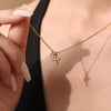 Wholesale Women's 316L Stainless Steel Geometric Cross Clavicle Necklace With 18K Gold Multilayer Colorpreserving Electroplated 5A Zircon Jewelry