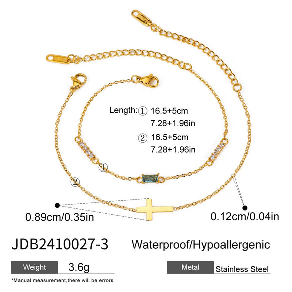 Wholesale Women's Stainless Steel Geometric Cross Double Layer Constellation Bracelet With Electroplating