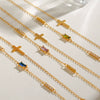 Wholesale Women's Stainless Steel Geometric Cross Double Layer Constellation Bracelet With Electroplating